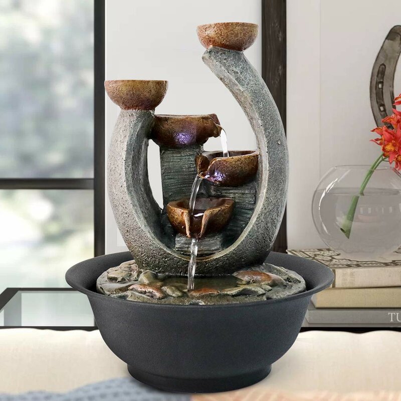 resin water fountain with light